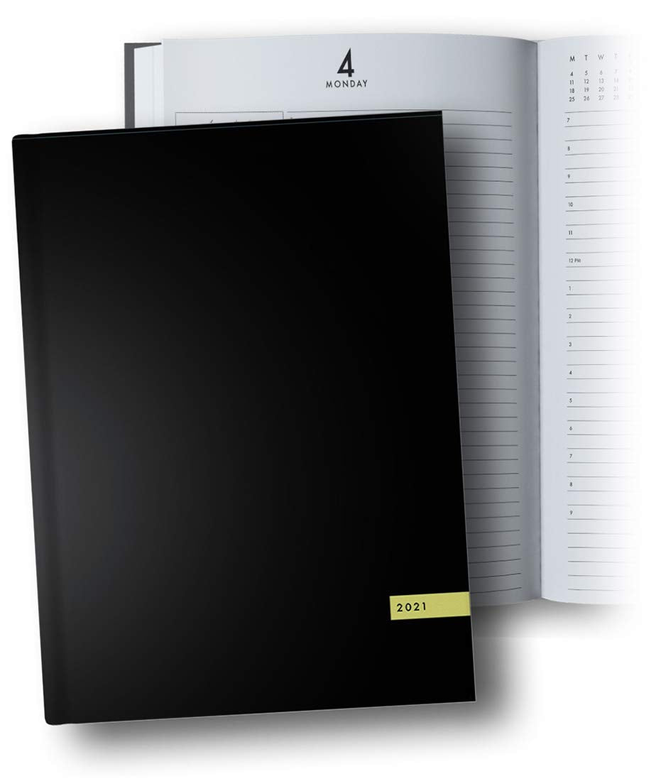 Day Planner 2021 Large: 8.5" x 11" 2021 Daily Planner, Hardcover, 1 Page per Day, Jan - Dec 2021, 12 Month, Dated Planner 2021 Productivity, XXL Planner, Black