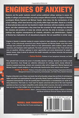 Engines of Anxiety: Academic Rankings, Reputation, and Accountability — back cover