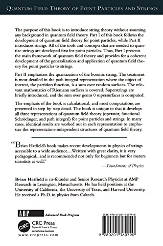 Quantum Field Theory of Point Particles and Strings (Frontiers in Physics) — back cover