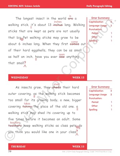 Daily Paragraph Editing, Grade 3 Teacher Edition