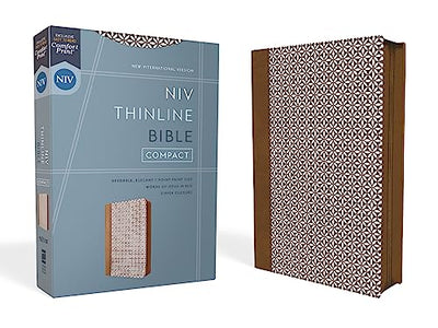 NIV, Thinline Bible, Compact, Leathersoft, Brown/White, Zippered, Red Letter, Comfort Print