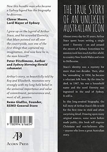 Mr Eternity: The Story of Arthur Stace — back cover