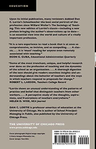 Schoolteacher: A Sociological Study — back cover
