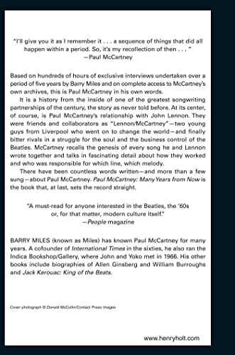 Paul McCartney: Many Years From Now — back cover