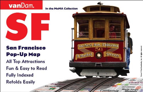 San Francisco Pop-Up Map by VanDam - Laminated pop-up map of San Francisco, CA and the Bay AREA with all attractions, museums, sights, hotels, ferries, & BART, MUNI TRANSIT map