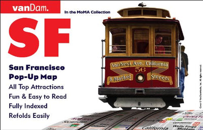 San Francisco Pop-Up Map by VanDam - Laminated pop-up map of San Francisco, CA and the Bay AREA with all attractions, museums, sights, hotels, ferries, & BART, MUNI TRANSIT map