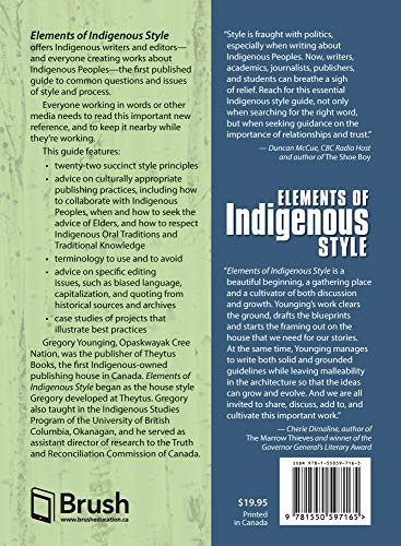 Elements of Indigenous Style: A Guide for Writing By and About Indigenous Peoples — back cover