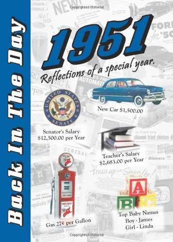 1951 Back In The Day - 24-page Greeting Card / Booklet with Envelope (5 x 7 Size) - Great for Birthdays, Anniversaries, Reunions, Graduations, Client & Corporate Gifts