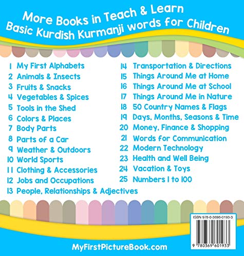 My First Kurdish Kurmanji Alphabets Picture Book with English Translations: Bilingual Early Learning & Easy Teaching Kurdish Kurmanji Books for Kids ... Words for Chi) (English and Kurdish Edition)