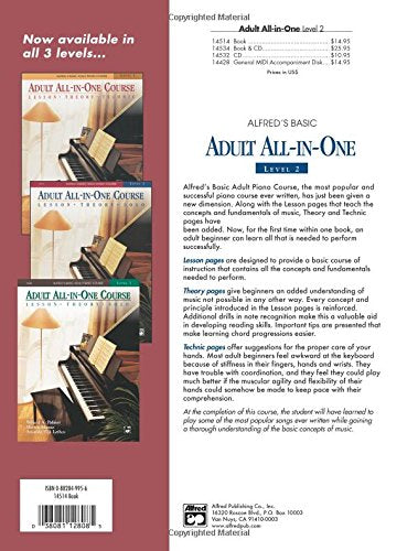 Adult All-in-one Course: Alfred's Basic Adult Piano Course, Level 2 — back cover