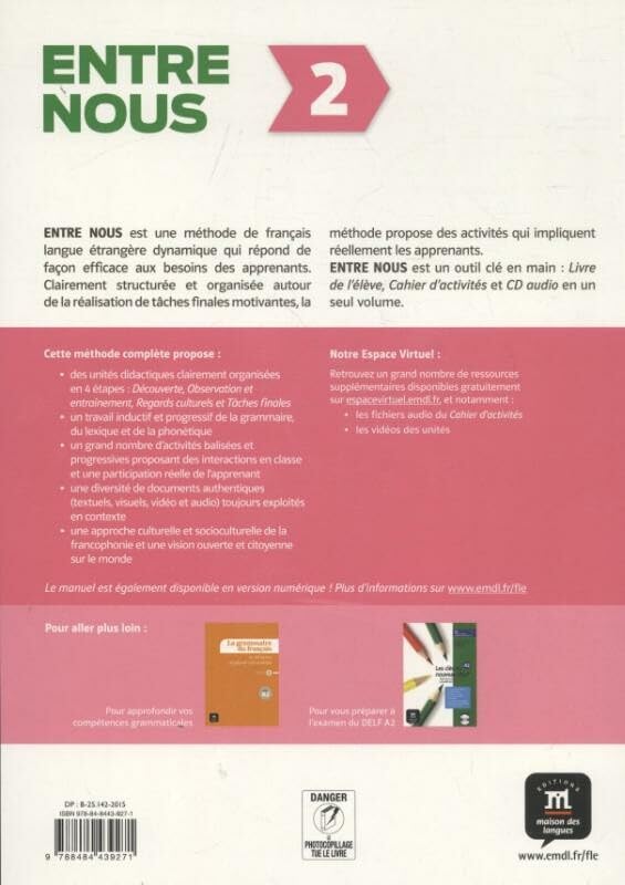 Entre nous 2 Livre de l'élve + Cahier d'exercises + CD: Entre nous 2 Livre de l'élve + Cahier d'exercises + CD (French Edition)
