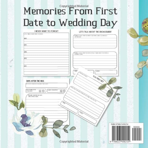 My Engagement Memory Journal: Engagement Gift For The Newly Engaged Bride Fill In Prompt Pages Turquoise Blue Watercolor Stripe