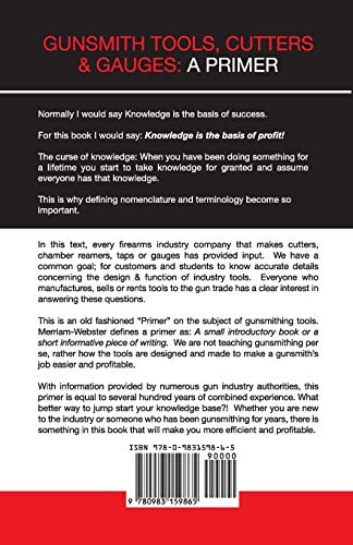 Gunsmith Tools, Cutters & Gauges: A Primer (Gunsmithing Student Handbook)
