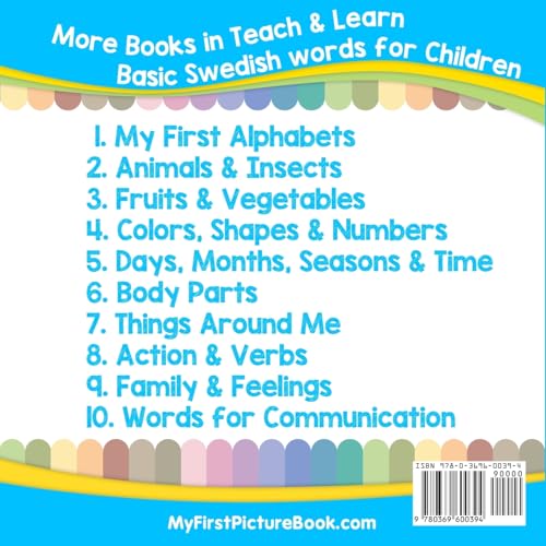 My First Swedish Alphabets Picture Book with English Translations: Bilingual Early Learning & Easy Teaching Swedish Books for Kids (Teach & Learn Basic Swedish words for Children)
