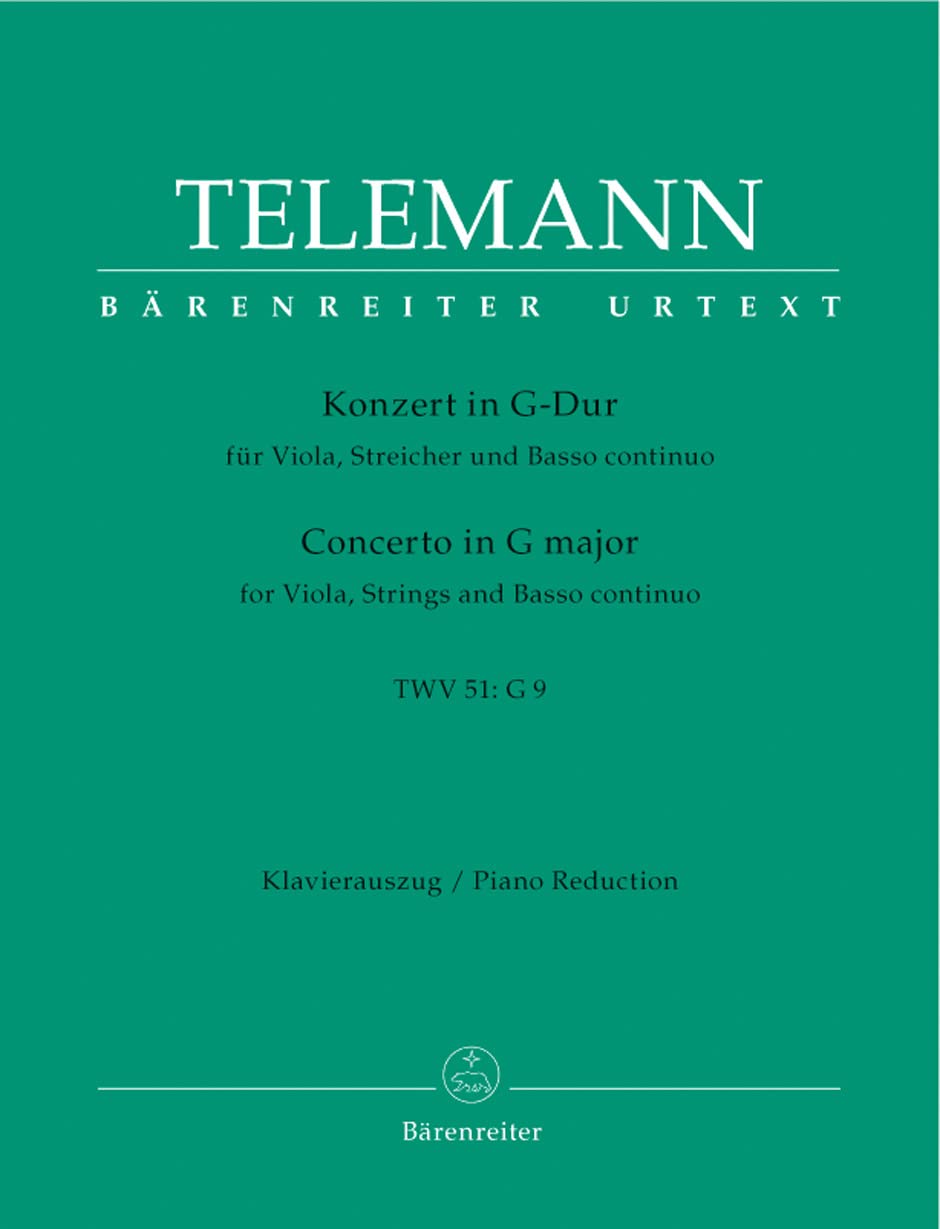 Telemann: Viola Concerto in G Major, TWV 51:G9 (Solo Part with Piano Reduction)