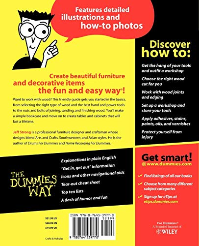 Woodworking for Dummies by Jeff Strong (Paperback)