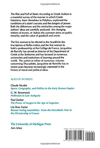 The Rise and Fall of States According to Greek Authors (Thomas Spencer Jerome Lectures)