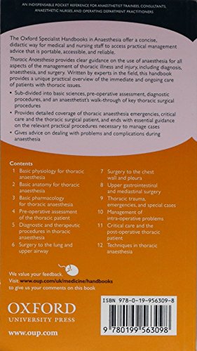 Thoracic Anaesthesia (Oxford Specialist Handbooks in Anaesthesia)