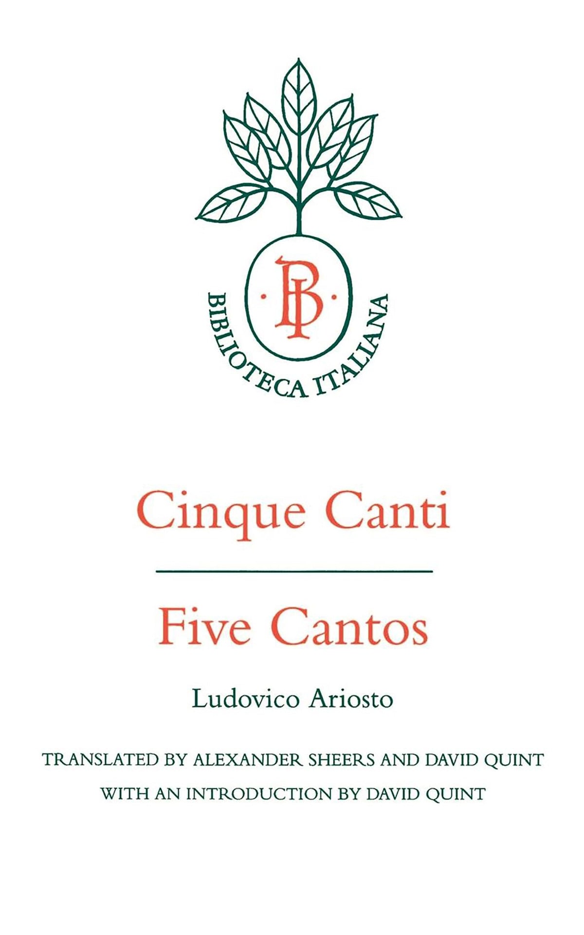 Cinque Canti / Five Cantos (Biblioteca Italiana) (Volume 8)