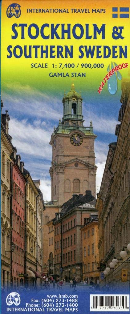 Stockholm & Southern Sweden Travel Reference Map 1:7,400/900k