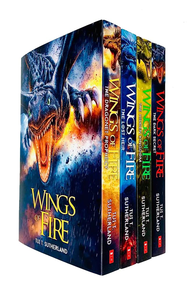 Wings of Fire Series Books 1 - 4 Collection Set by Tui T Sutherland (Dragonet Prophecy, The Lost Heir, The Hidden Kingdom & The Dark Secret)