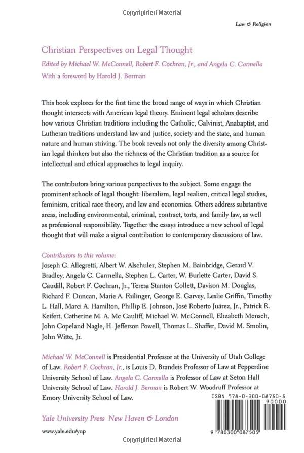Christian Perspectives on Legal Thought