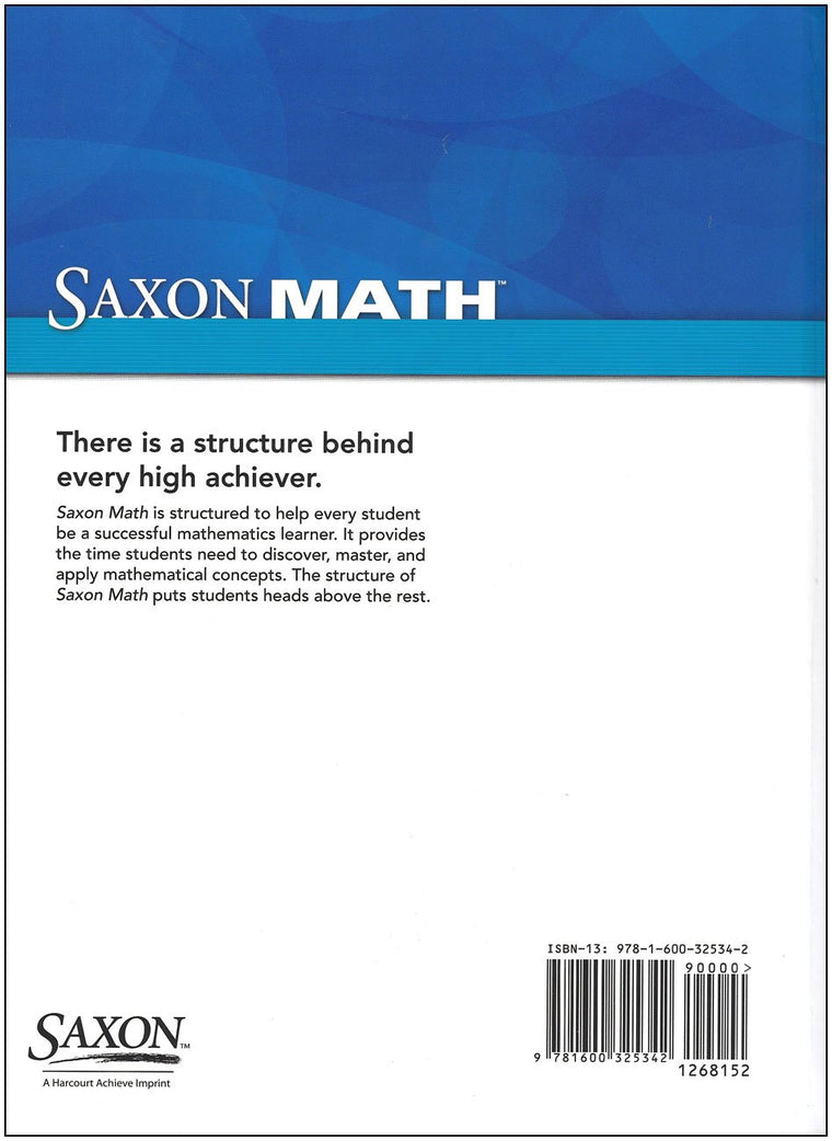 Saxon Math, Intermediate, Grade 3 — back cover