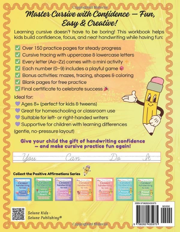 Cursive Handwriting Workbook for Kids Ages 8-12: 180 Pages of Fun Cursive Practice - Letters, Numbers, Words, Sentences, Silly Challenges & Bonus Activities - Learn Cursive Without Tears