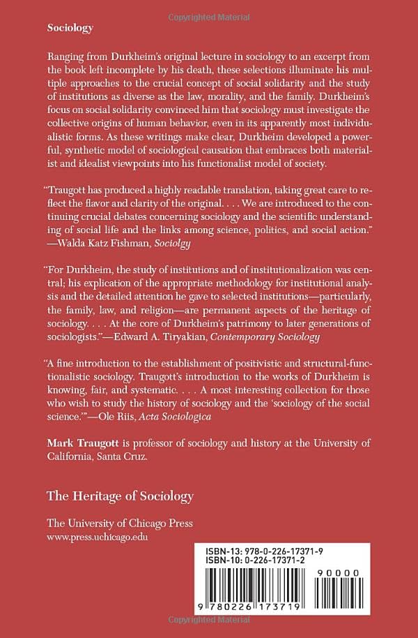 Emile Durkheim on Institutional Analysis (Heritage of Sociology Series)