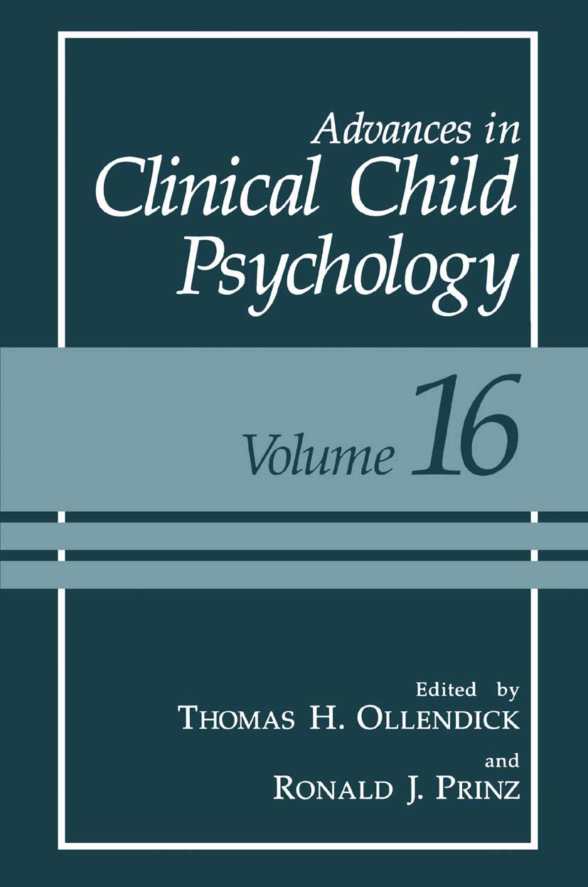 Advances in Clinical Child Psychology (Advances in Clinical Child Psychology, 16)