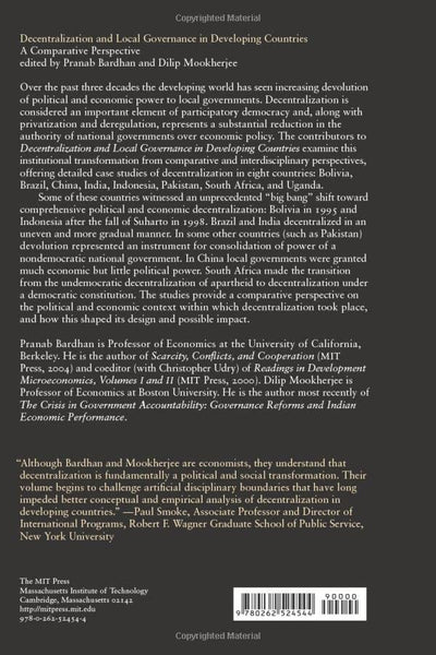 Decentralization and Local Governance in Developing Countries: A Comparative Perspective (Mit Press)