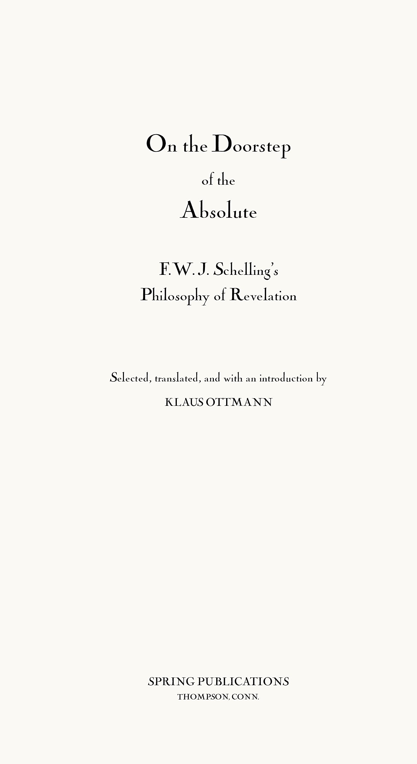 Philosophy of Revelation (1841-42) and Related Texts