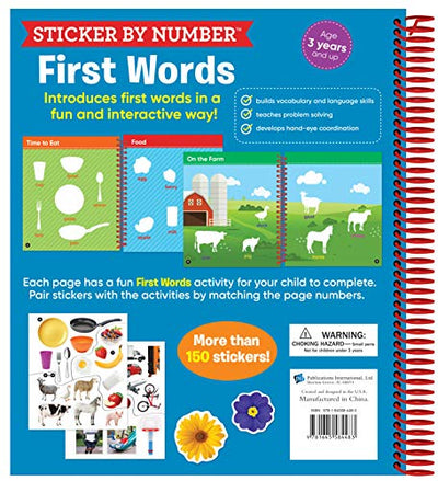Brain Games - Sticker by Number: First Words (For Kids Ages 3-6): A Kid's Sticker Activity Book With More Than 150 Stickers! (Brain Games - Sticker Activity)