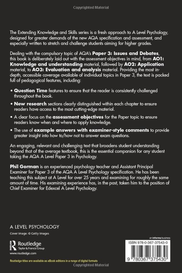 AQA Psychology A Level Paper Three: Issues and Debates: Issues and Debates (Extending Knowledge and Skills)