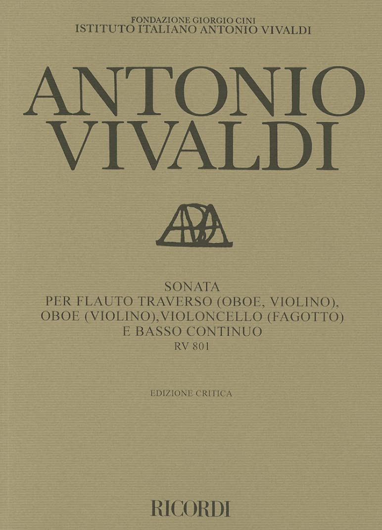 Sonata for Transverse Flute Oboe Violoncello and Basso Continuo RV801: Critical Edition Score