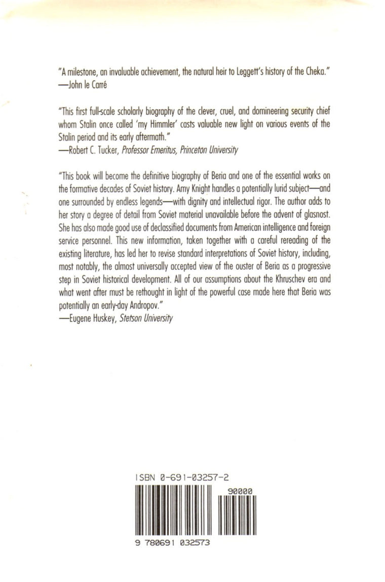Beria: Stalin's First Lieutenant — back cover