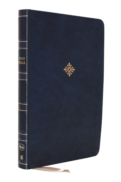 NKJV, Thinline Bible, Large Print, Leathersoft, Blue, Red Letter, Comfort Print: Holy Bible, New King James Version