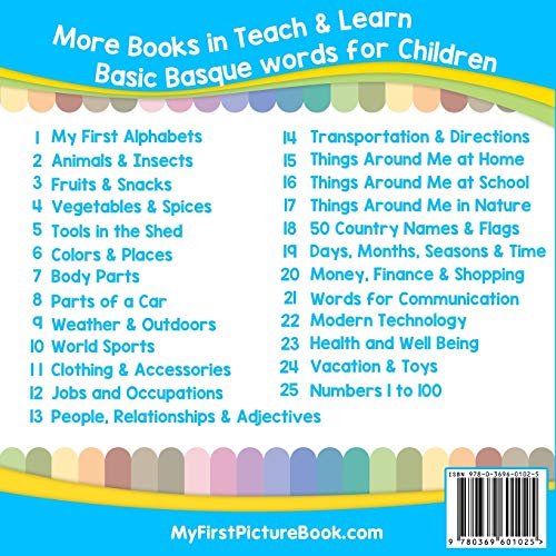 My First Basque Alphabets Picture Book with English Translations: Bilingual Early Learning & Easy Teaching Basque Books for Kids (Teach & Learn Basic Basque words for Children)