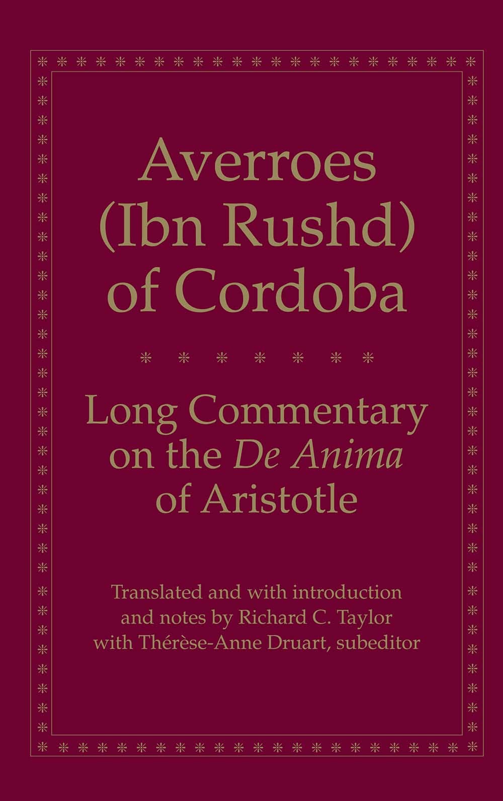 Long Commentary on the De Anima of Aristotle (Yale Library of Medieval Philosophy Series)