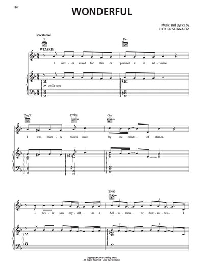 Wicked - Piano/Vocal Arrangement by Stephen Schwartz