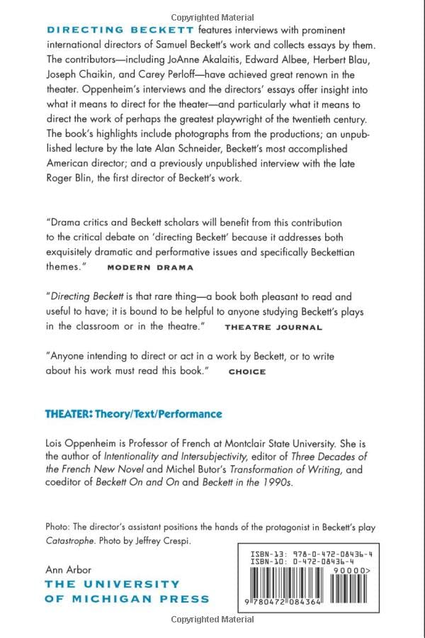 Directing Beckett (Theater: Theory/Text/Performance) — back cover