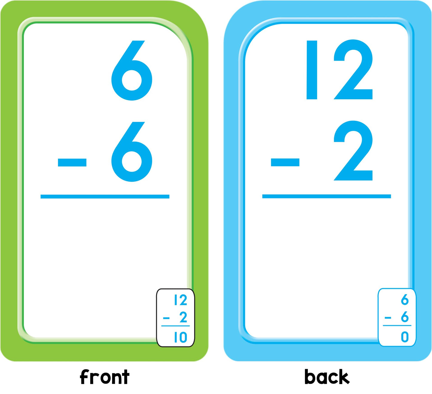 School Zone Subtraction 0-12 Flash Cards: 56 Cards, 1st Grade, 2nd Grade, Numbers 0-12, Differences, Early Math, Problem Solving, Subtraction Problems, Counting, Ages 6+