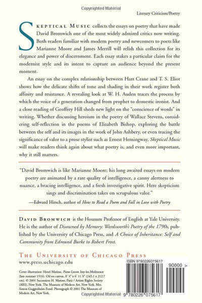 Skeptical Music: Essays on Modern Poetry