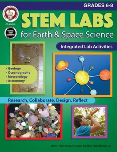 Mark Twain Media STEM Labs: Earth and Space Science Activity Book, Grades 6-8 Hands-On Science and Technology Labs, Geology, Oceanography, Meteorology, Astronomy Learning (96 pgs)
