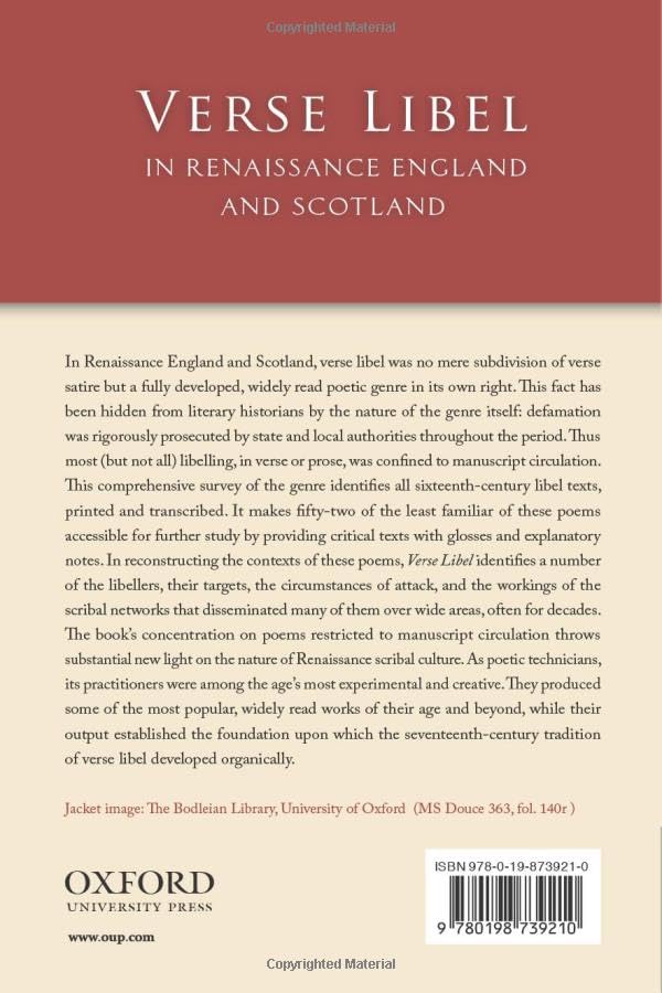Verse Libel in Renaissance England and Scotland