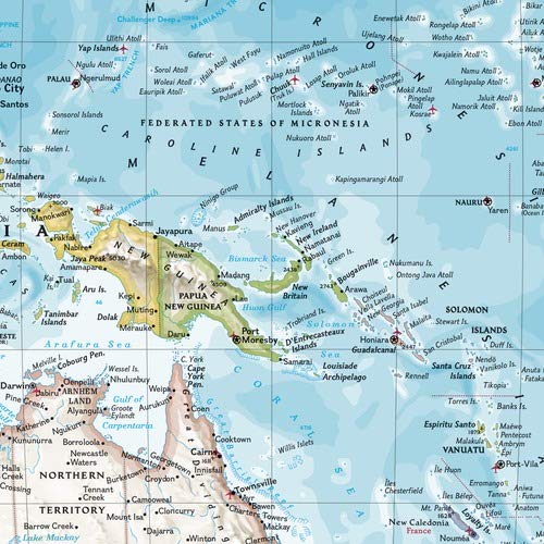 National Geographic World, Pacific Centered Wall Map - Classic - Laminated (46 x 30.5 in) (National Geographic Reference Map)