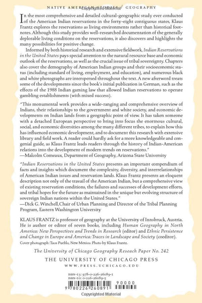 Indian Reservations in the United States: Territory, Sovereignty, and Socioeconomic Change (Volume 242) (University of Chicago Geography Research Papers)