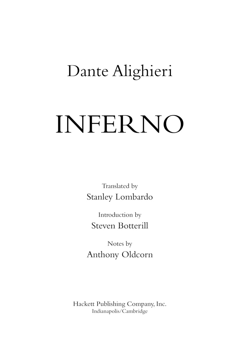 Inferno (Hackett Classics) (English and Italian Edition) — back cover