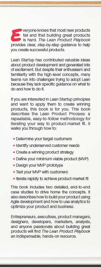 The Lean Product Playbook: How to Innovate with Minimum Viable Products and Rapid Customer Feedback — back cover