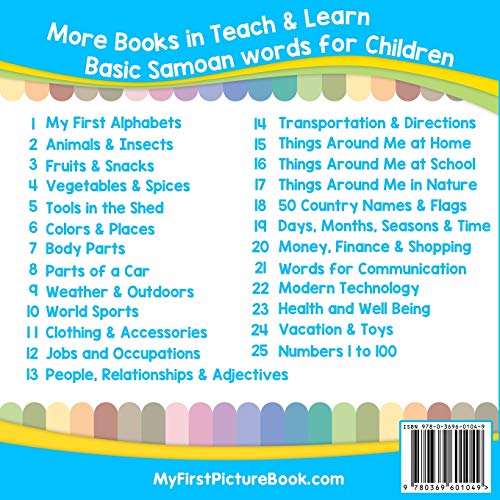 My First Samoan Alphabets Picture Book with English Translations: Bilingual Early Learning & Easy Teaching Samoan Books for Kids (Teach & Learn Basic Samoan words for Children)